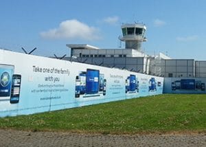 Danske Bank, Large outdoor fence branding, terminal front branding, City of Derry Airport