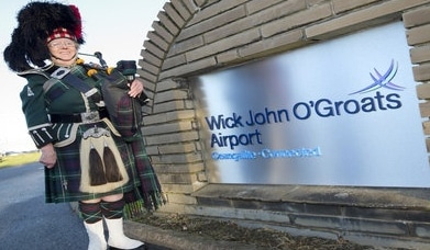 Wick John O’Groats Airport, Highland and Island Airports, Man in Kilt, Bagpipes