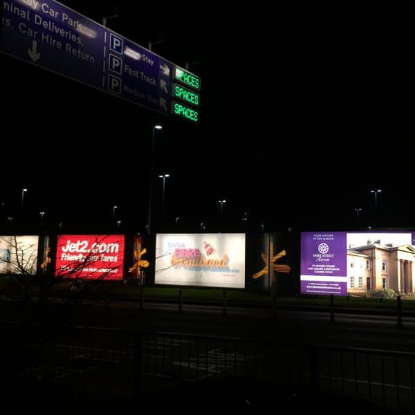 Illuminated 48 sheets, Newcastle Airport Advertising External Road